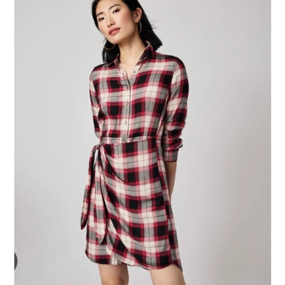 Untuckit Plaid Rachel Wrap Dress Red & Black Plaid‎ Womans 6